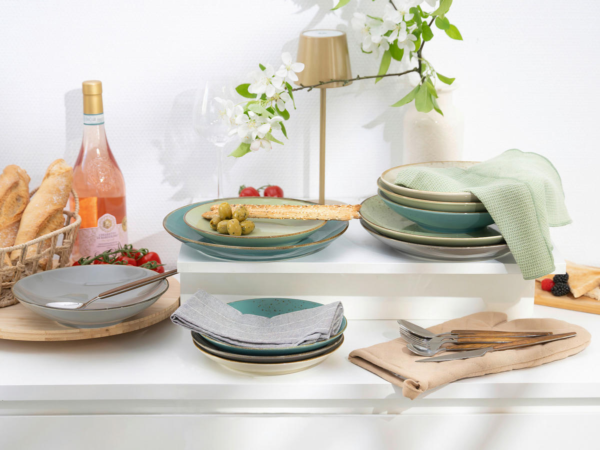 KOMBISERVICE Grün, Multicolor NATURE COLLECTION BUNT 12-teilig 4 Personen  - Multicolor/Grün, Basics, Keramik - Creatable