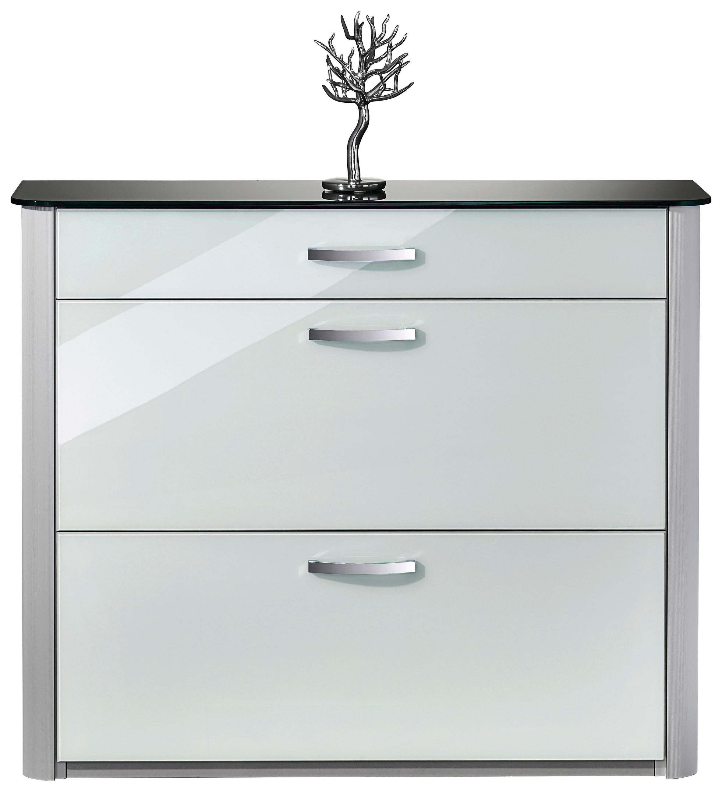 Thumbnail - Moderano Schuhschrank, Silber, Weiß, Alu, Metall, 1 Schublade(n) Schubladen, 117x97x35 cm, Typenauswahl, Beimöbel erhält...