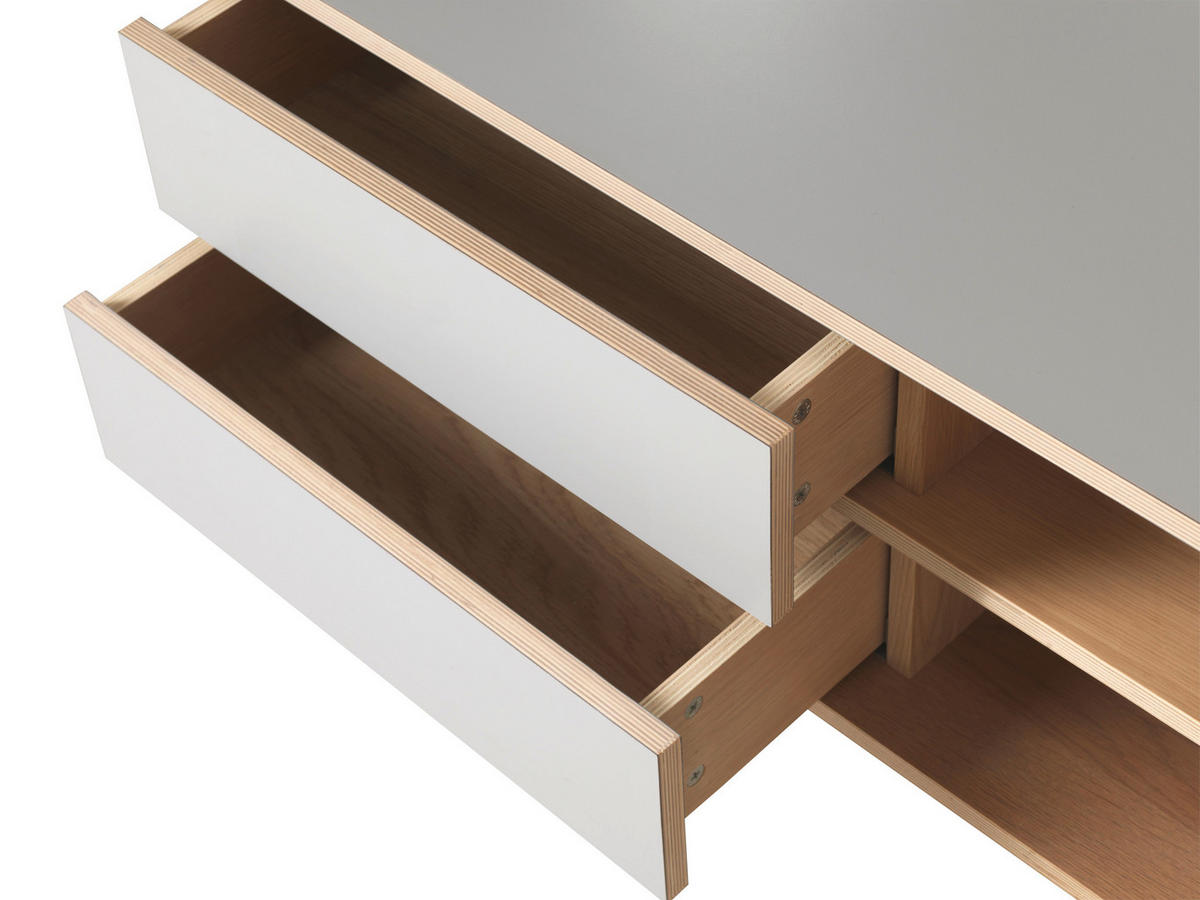 LOWBOARD Grau, Eichefarben  160/50/45 cm  - Eichefarben/Grau, Design, Holz/Holzwerkstoff (160/50/45cm) - Lomoco