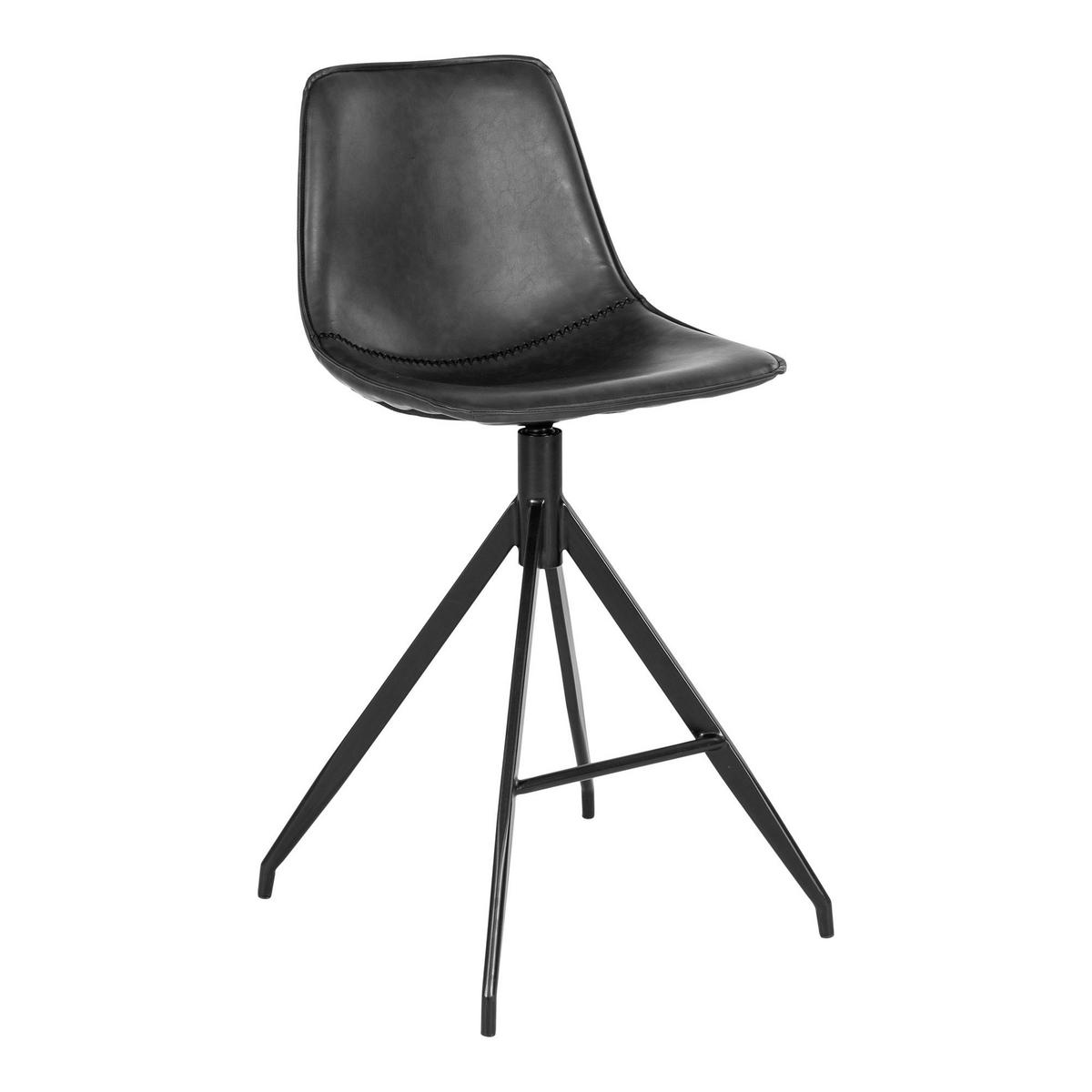 BARHOCKER-SET Lederlook Schwarz  - Schwarz, MODERN, Textil/Metall (44/96/51cm) - MID.YOU