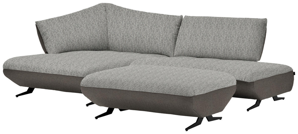 ECKSOFA in Webstoff, Struktur Blau, Sandfarben  - Sandfarben/Blau, Design, Textil/Metall (172/265cm) - Joop!