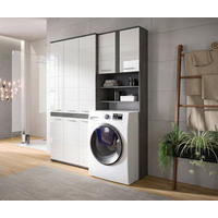 BADEZIMMER 2-teilig  in 153 cm  - Weiß Hochglanz/Silberfarben, Trend, Holzwerkstoff/Kunststoff (153cm) - MID.YOU