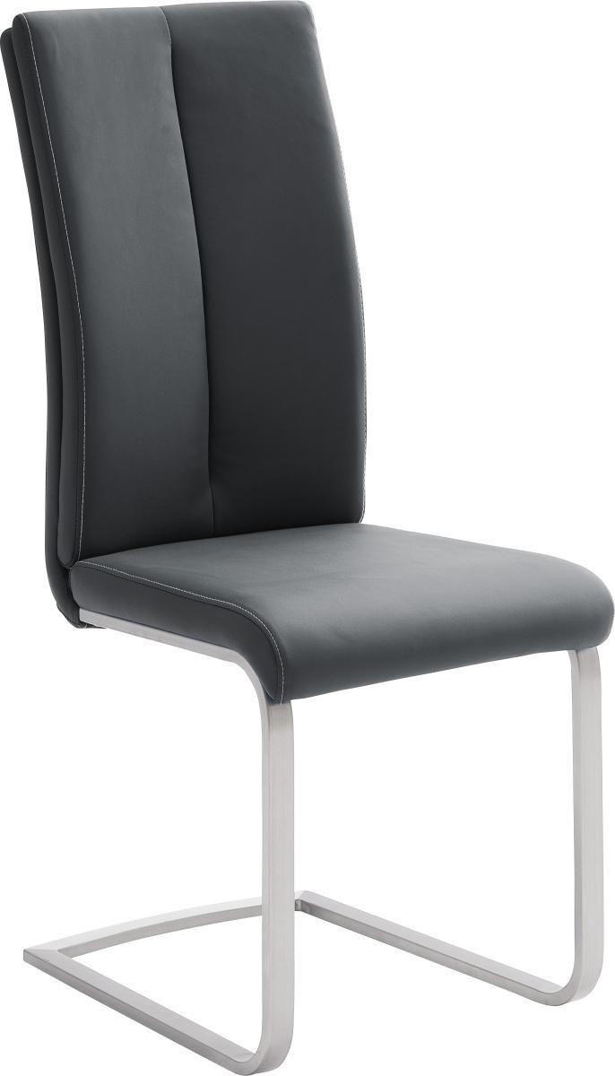 SCHWINGSTUHL  in Edelstahl Lederlook  - Edelstahlfarben/Creme, Design, Textil/Metall (42/104/61cm) - Novel
