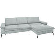 ECKSOFA in Cord, Velours Grau  - Schwarz/Graphitfarben, MODERN, Textil/Metall (180/302cm) - Venda