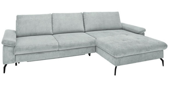 ECKSOFA in Cord, Velours Grau - Schwarz/Graphitfarben, MODERN, Textil/Metall (180/302cm) - Venda