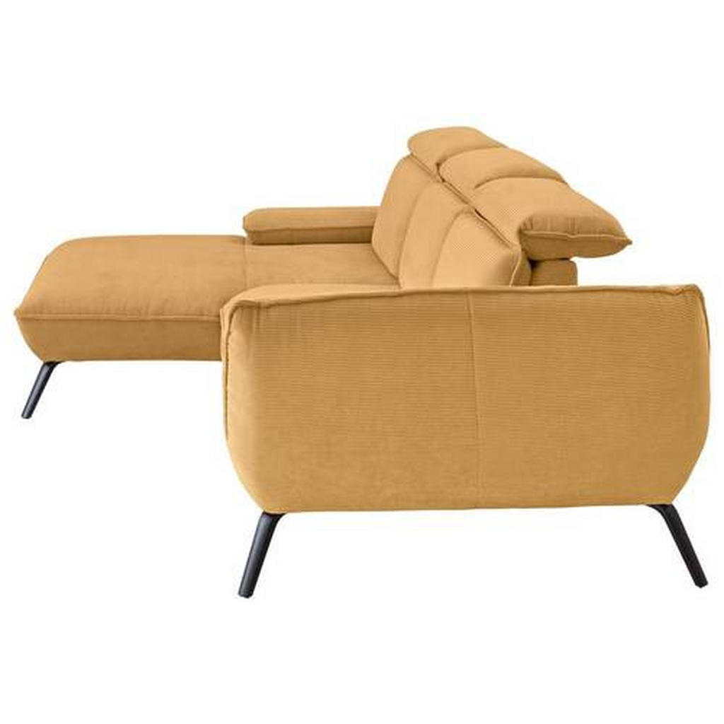 Thumbnail - Moderano Ecksofa, Currygelb, Textil, 3-Sitzer, Ottomane links, Eckteil, L-Form, 301x202 cm, Fußauswahl, Stoffauswahl, Ar...