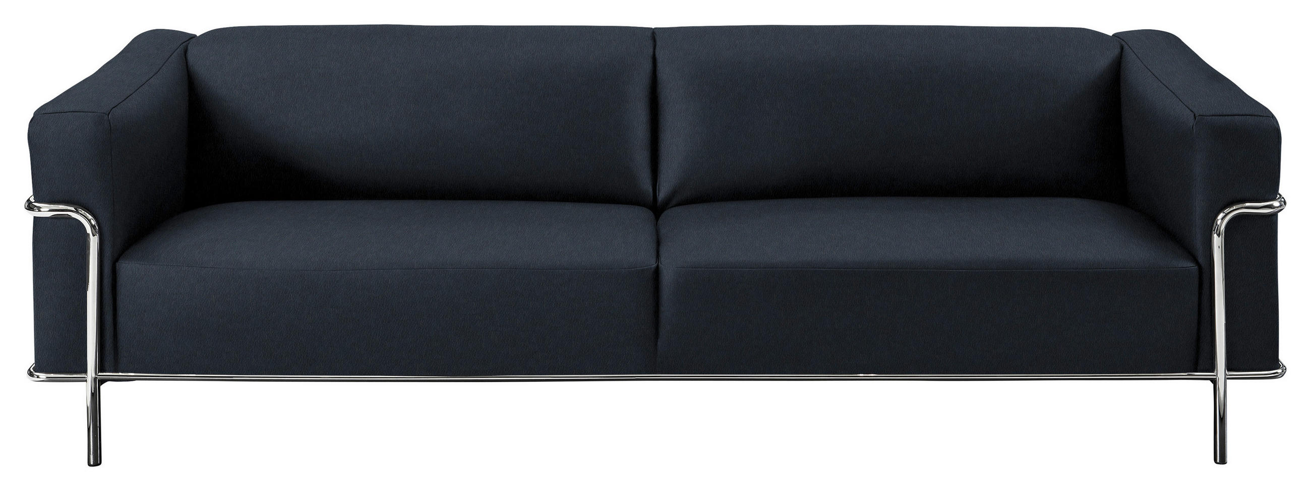 3-SITZER-SOFA in Echtleder Dunkelblau  - Chromfarben/Dunkelblau, Design, Leder/Metall (236/67/96cm) - Johann Jakob