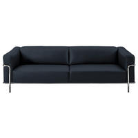 3-SITZER-SOFA in Echtleder Dunkelblau  - Chromfarben/Dunkelblau, Design, Leder/Metall (236/67/96cm) - Johann Jakob