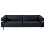 3-SITZER-SOFA in Echtleder Dunkelblau  - Chromfarben/Dunkelblau, Design, Leder/Metall (236/67/96cm) - Johann Jakob