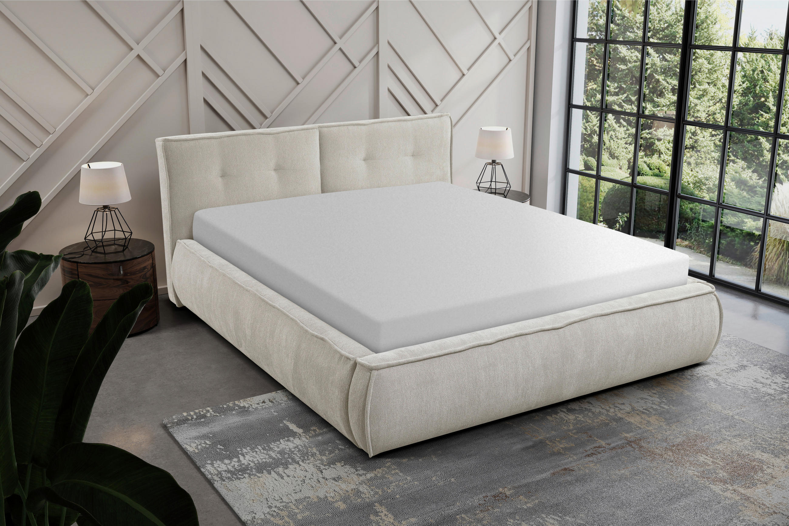 POLSTERBETT Lattenrost 160/200 cm  in Beige  - Beige/Schwarz, LIFESTYLE, Holz/Textil (160/200cm) - Livetastic