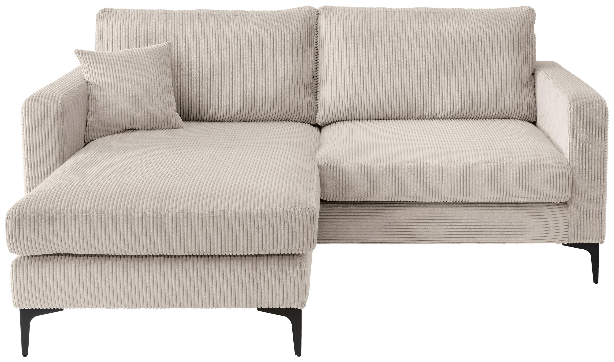 ECKSOFA in Cord Beige  - Beige/Schwarz, Basics, Textil/Metall (204/153cm) - Livetastic