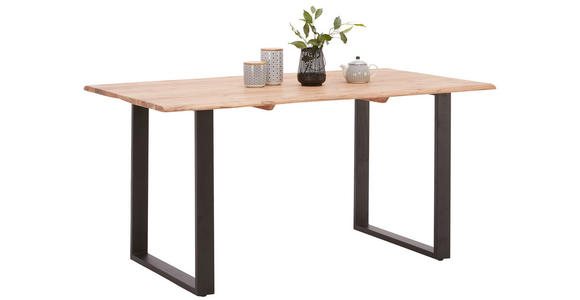 ESSTISCH in Holz, Metall 160/90/76 cm  - Schwarz/Akaziefarben, Natur, Holz/Metall (160/90/76cm) - Carryhome