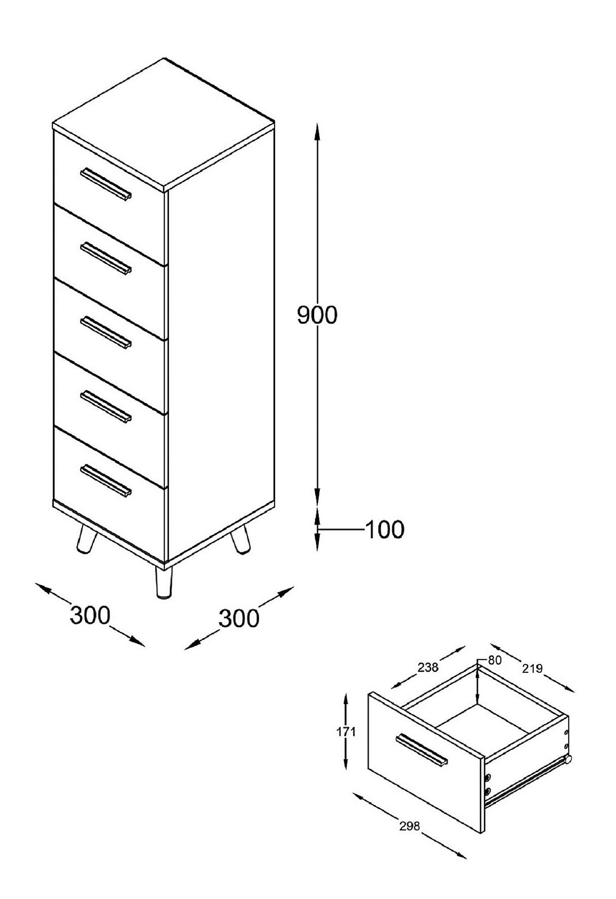 MIDISCHRANK 30/100/30 cm  - Honigeiche/Weiss, Modern, Holzwerkstoff/Kunststoff (30/100/30cm) - MID.YOU
