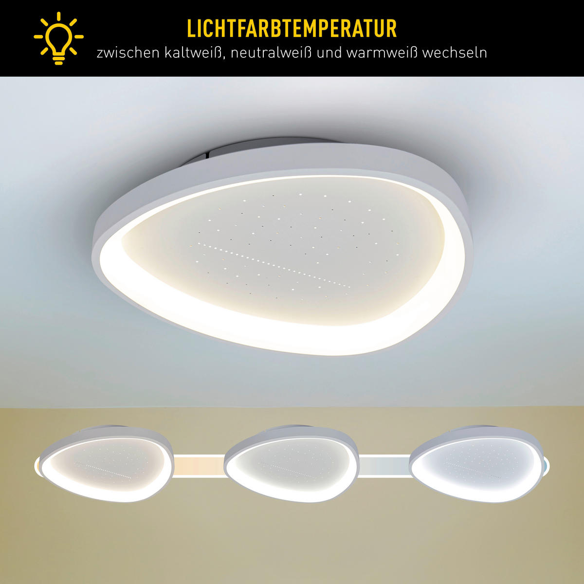 LED-DECKENLEUCHTE ARGESA 60,5/60,5/7,1 cm   - Weiß, Design, Kunststoff/Metall (60,5/60,5/7,1cm) - Näve