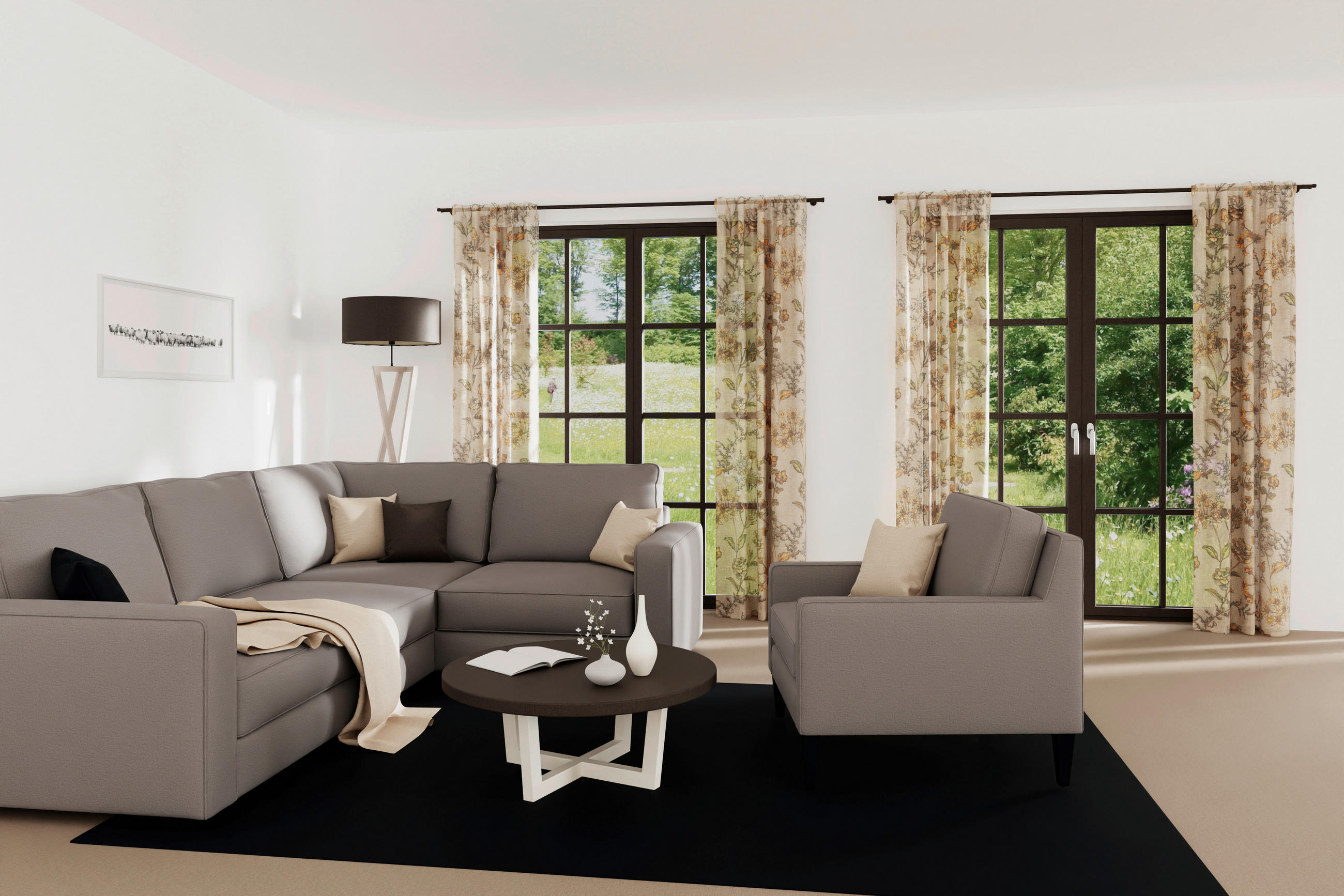 FERTIGVORHANG  halbtransparent  140/245 cm   - Hellgrau, Basics, Textil (140/245cm)