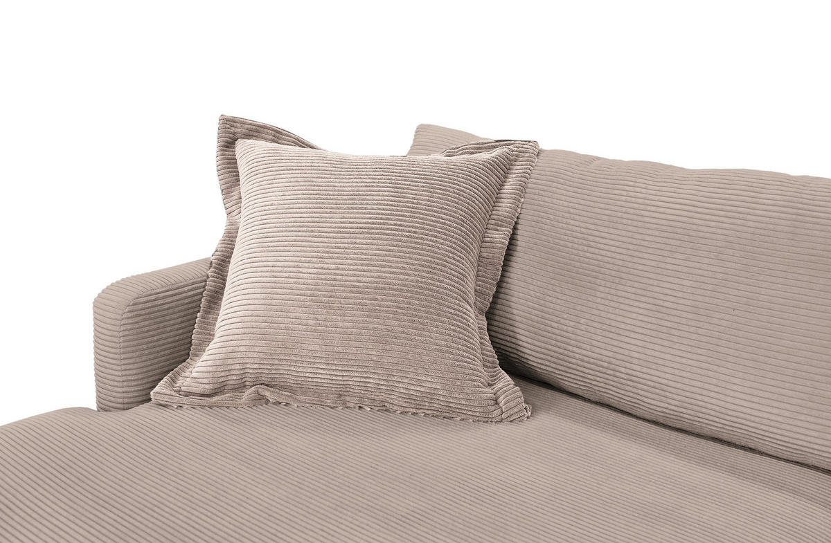 SEDEŽNA GARNITURA, rebrasti žamet svetlo rjava  - svetlo rjava/črna, Design, kovina/tekstil (193/268cm) - P & B
