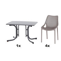 GARTENGARNITUR 5-teilig Stahl 5-teilig  - Taupe/Anthrazit, Basics, Kunststoff/Metall (70/81/110cm) - Siena Garden