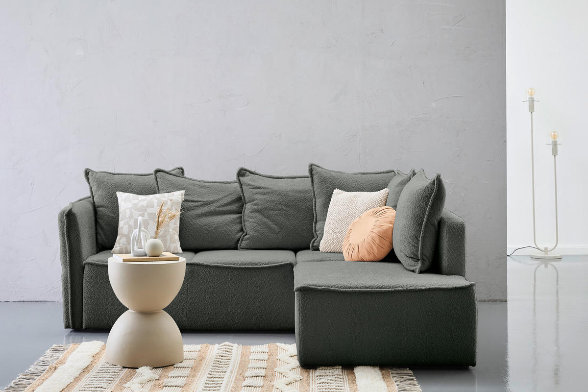 ECKSOFA in Chenille Grau  - Schwarz/Grau, Konventionell, Kunststoff/Textil (233/193cm) - Carryhome
