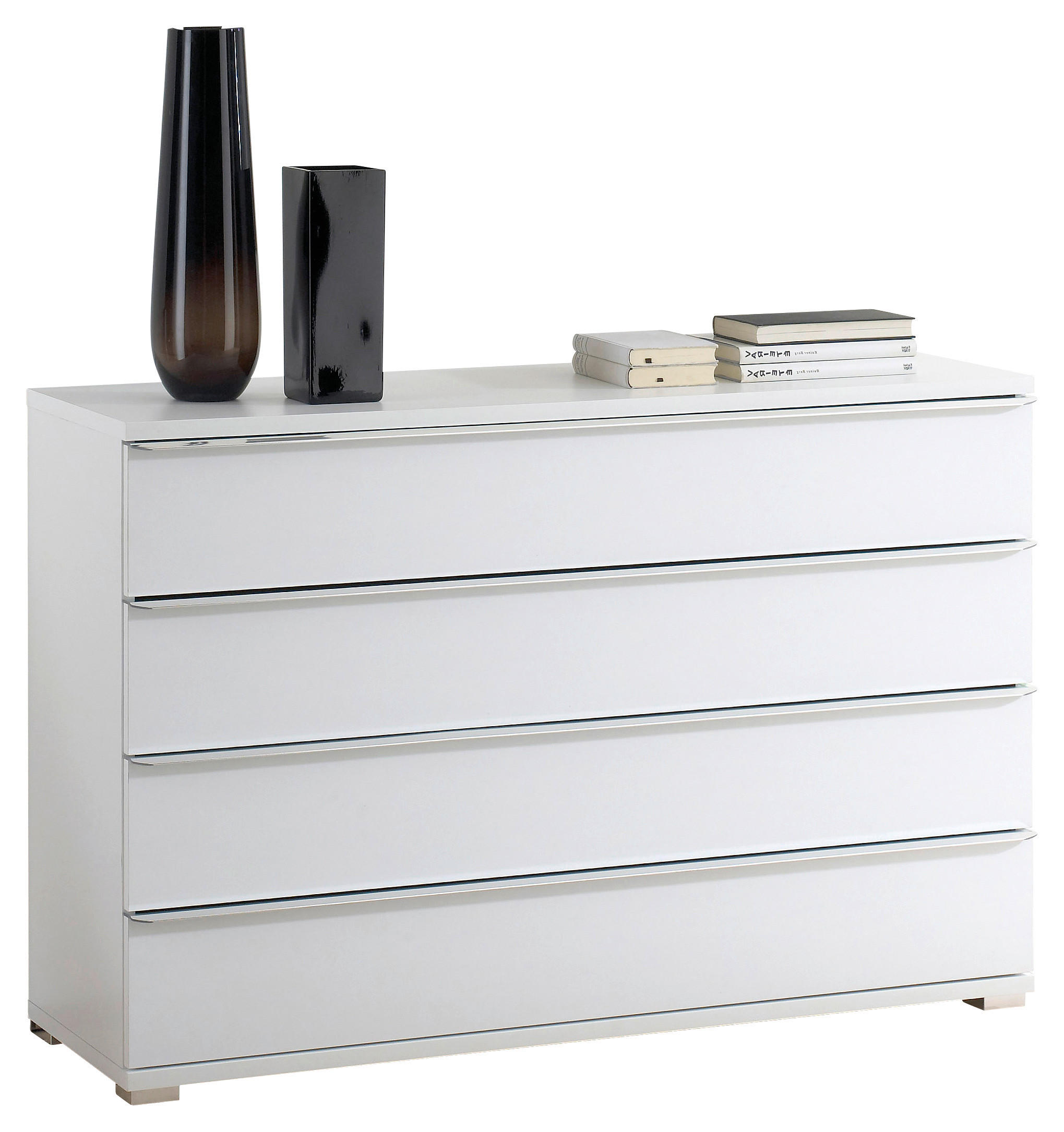 KOMMODE 120/80/40 cm Weiss  - Chromfarben/Weiss, Design, Glas/Holzwerkstoff (120/80/40cm) - Moderano