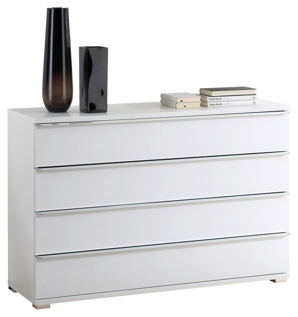 KOMMODE 120/80/40 cm Weiss  - Chromfarben/Weiss, Design, Glas/Holzwerkstoff (120/80/40cm) - Moderano