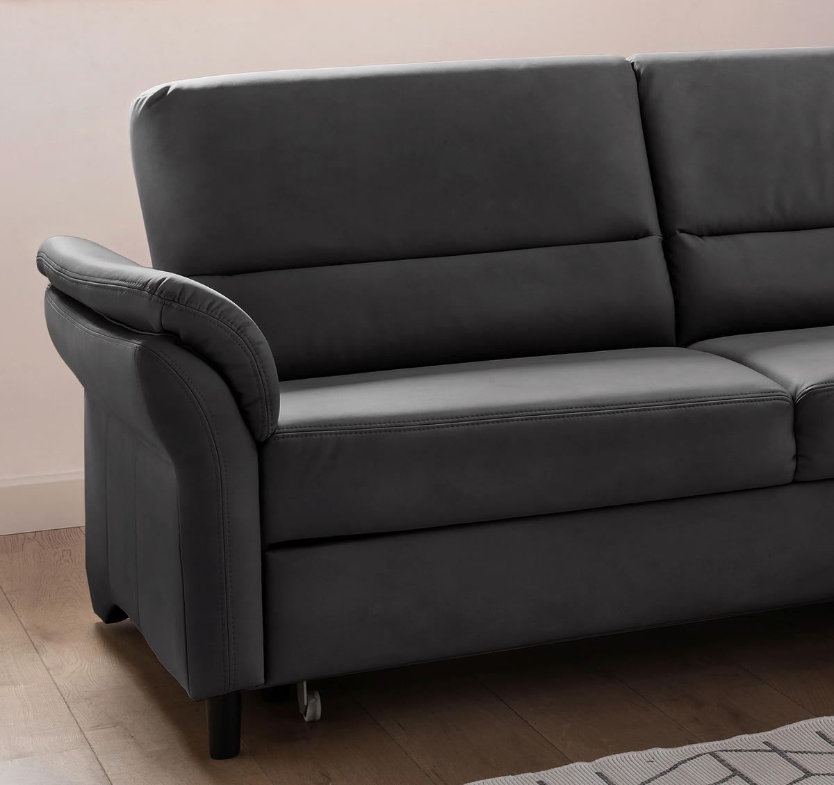 ECKSOFA in Lederlook Schwarz  - Schwarz, Modern, Holz/Textil (279/176cm) - Livetastic
