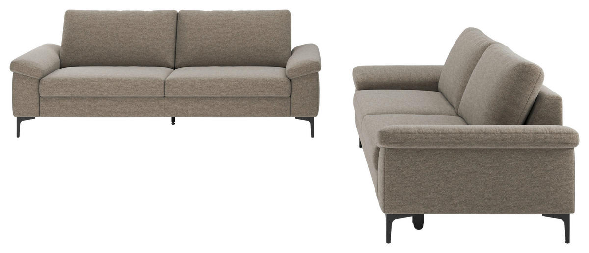 3-SITZER-SOFA Flachgewebe Taupe  - Taupe/Schwarz, Design, Holzwerkstoff/Textil (226/89/97cm) - Pure Home Lifestyle