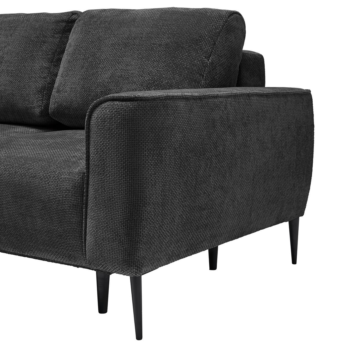 ECKSOFA in Webstoff Schwarz  - Schwarz, Modern, Textil/Metall (164/255cm) - MID.YOU
