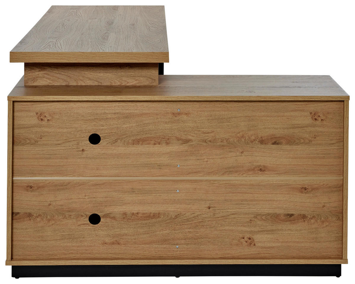 ECKSCHREIBTISCH 150/116/75,5 cm  in Eichefarben  - Eichefarben/Schwarz, MODERN, Holzwerkstoff/Metall (150/116/75,5cm) - MID.YOU