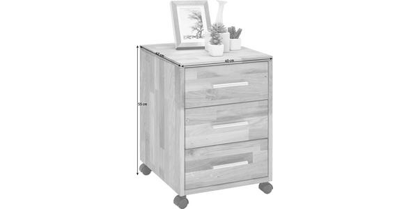ROLLCONTAINER Wildeiche massiv Eichefarben - Eichefarben/Alufarben, KONVENTIONELL, Holz/Kunststoff (40/55/42cm) - Linea Natura