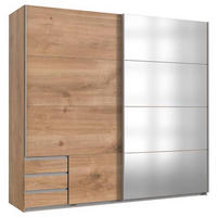 FÜGGESZTETT TOLÓAJTÓS SZEKRÉN tölgyfa  - alumínium színű/tölgyfa, Basics, faalapú anyag/Üveg (225/210/65cm) - Carryhome