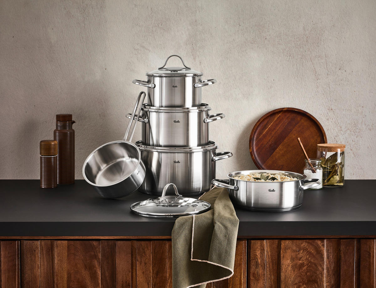 KOCHTOPFSET Paris 5-teilig  - Klar/Silberfarben, Basics, Glas/Metall - Fissler