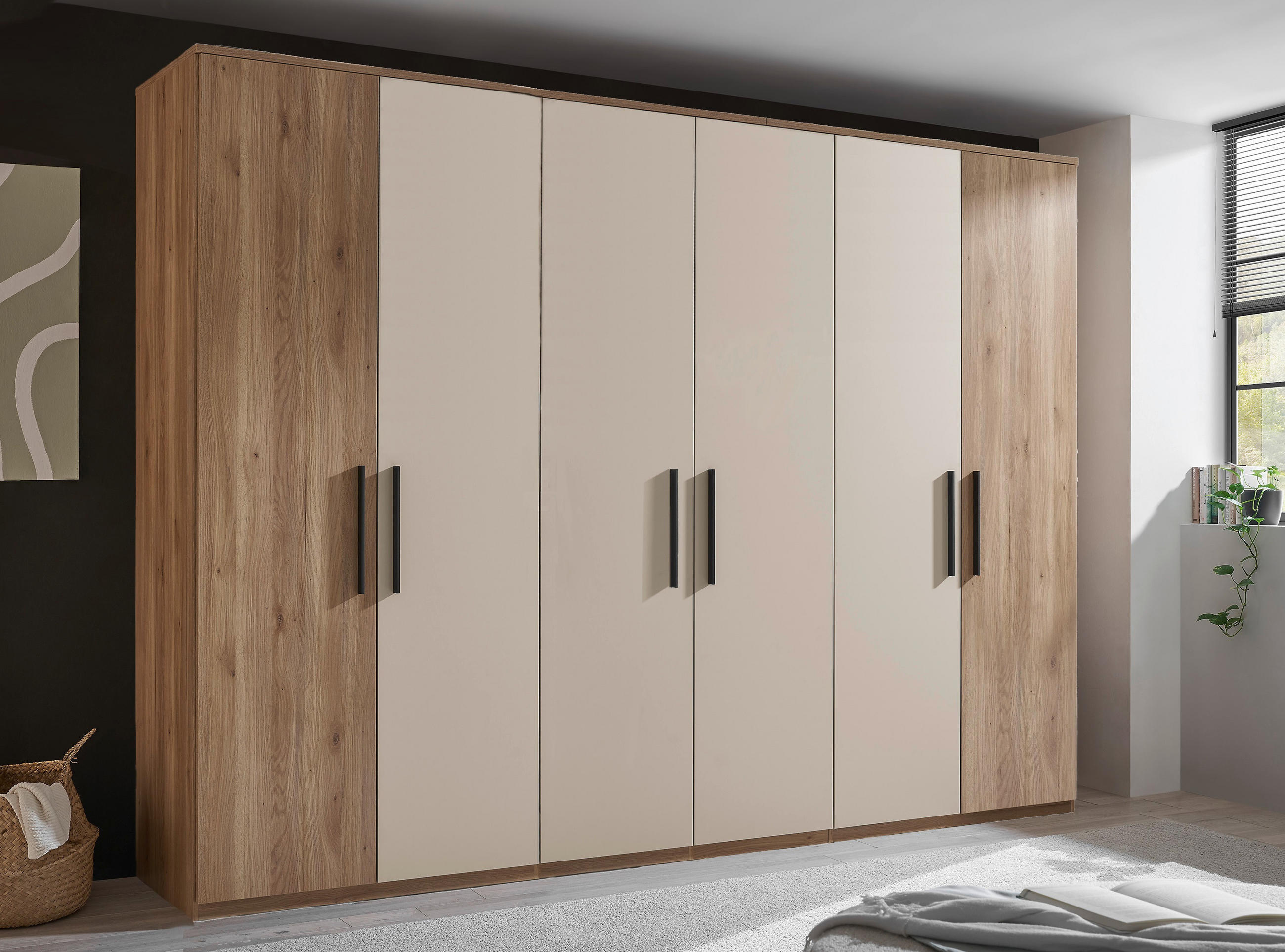 DREHTÜRENSCHRANK 300,5/227,7/60 cm 6-türig Eichefarben, Kaschmir  - Kaschmir/Eichefarben, Design, Holzwerkstoff/Metall (300,5/227,7/60cm) - Xora