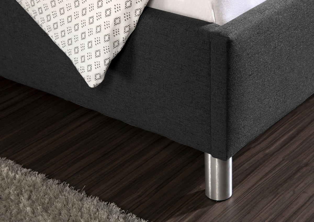 POLSTERBETT 180/200 cm,  in Anthrazit,  - Anthrazit/Alufarben, MODERN, Textil/Metall (180/200cm) - Livetastic