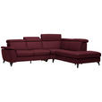 ECKSOFA in Echtleder Weinrot  - Weinrot/Schwarz, Design, Leder/Metall (285/239cm) - Cantus