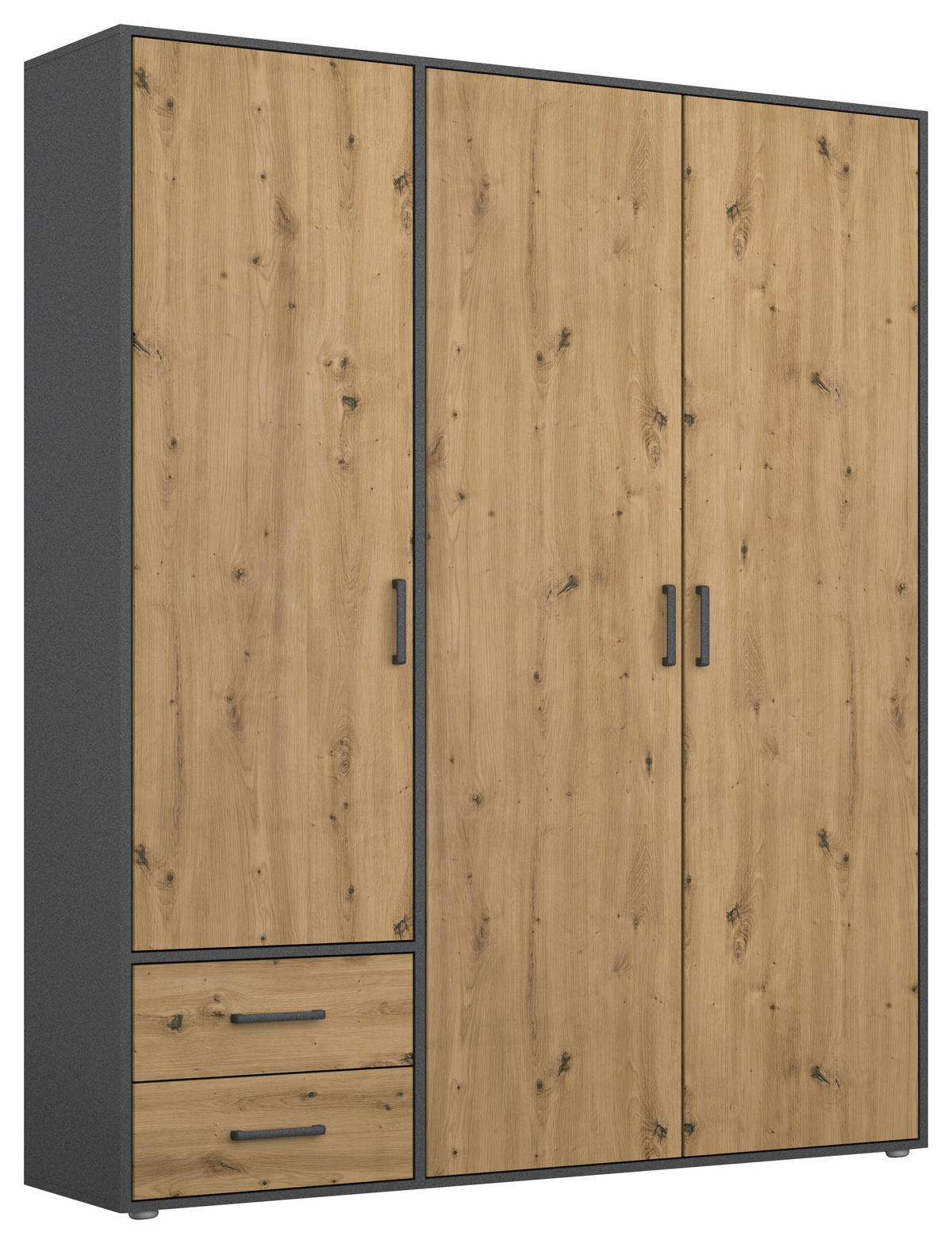 DULAP CU UȘI ROTATIVE gri, stejar Artisan  - stejar Artisan/gri, Modern, plastic/material pe bază de lemn (140/194/53cm) - Modern Living