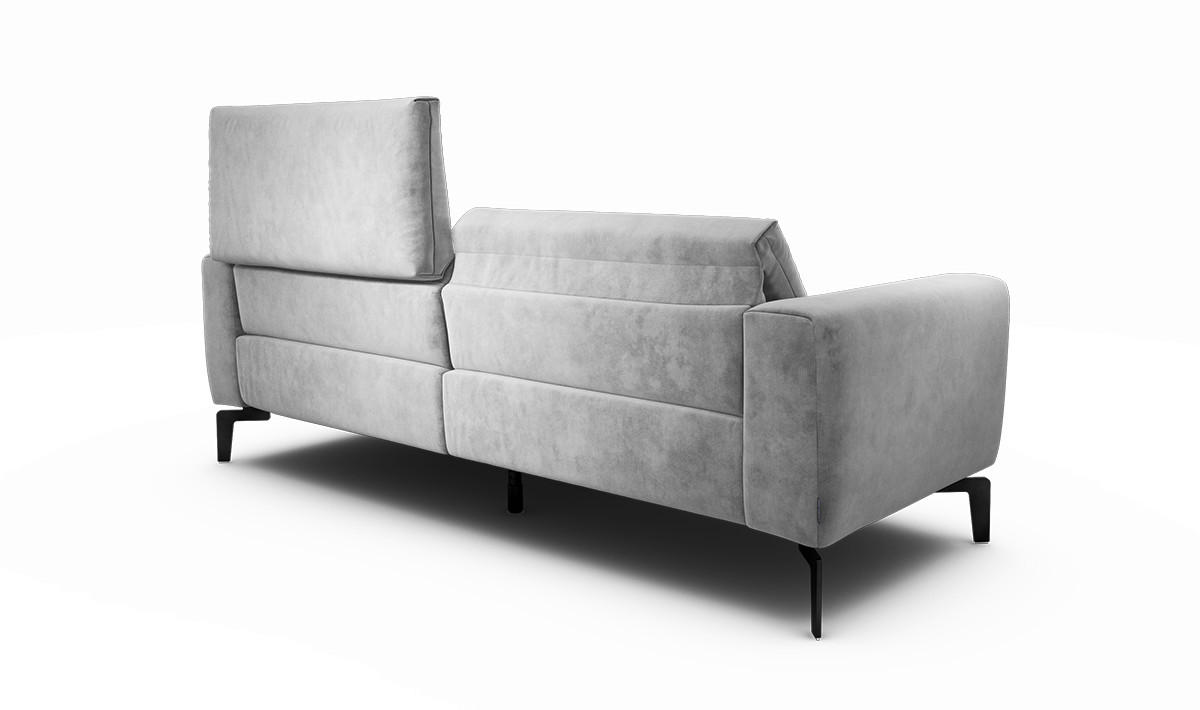 2,5-Sitzer inkl. Hocker Samt Hellgrau  - Hellgrau/Schwarz, Design, Textil/Metall (220/86/86-94cm) - SENSOO