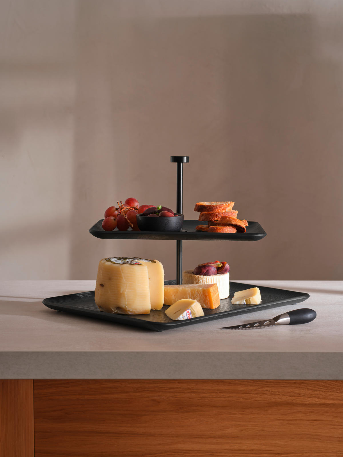 ETAGERE 2-stöckig - Schwarz, KONVENTIONELL, Holz (36/28/25cm) - ASA