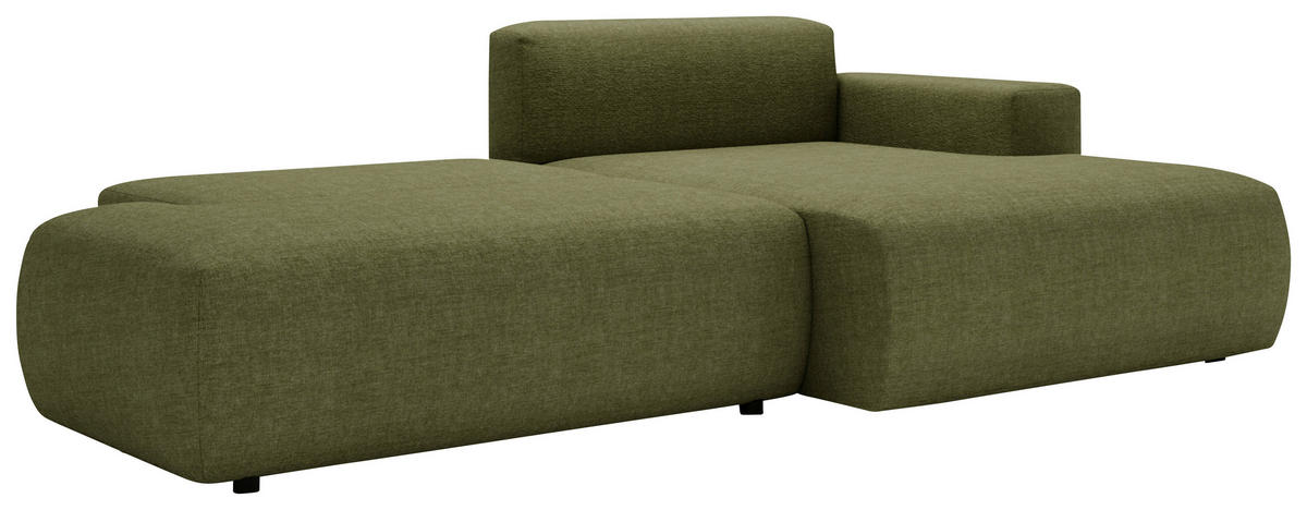 ECKSOFA Chenille Olivgrün  - Schwarz/Olivgrün, Design, Kunststoff/Textil (284/160cm) - Livetastic