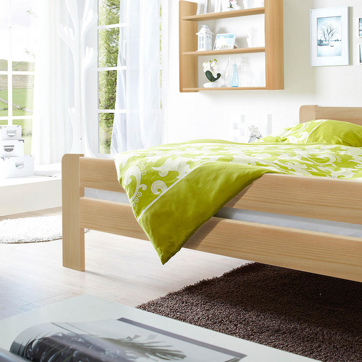 Massivholzbett Bert 140/200 cm  in Kieferfarben   - Kieferfarben, Modern, Holz (140/200cm) - MID.YOU