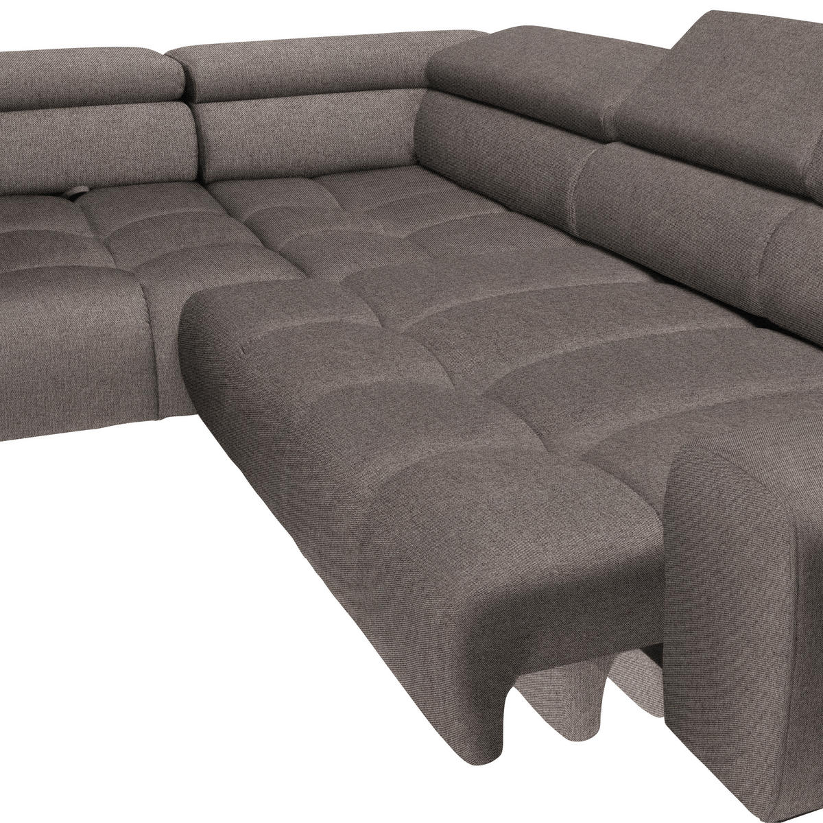 ECKSOFA in Webstoff Greige  - Greige/Schwarz, Design, Textil/Metall (216/300cm) - Welnova