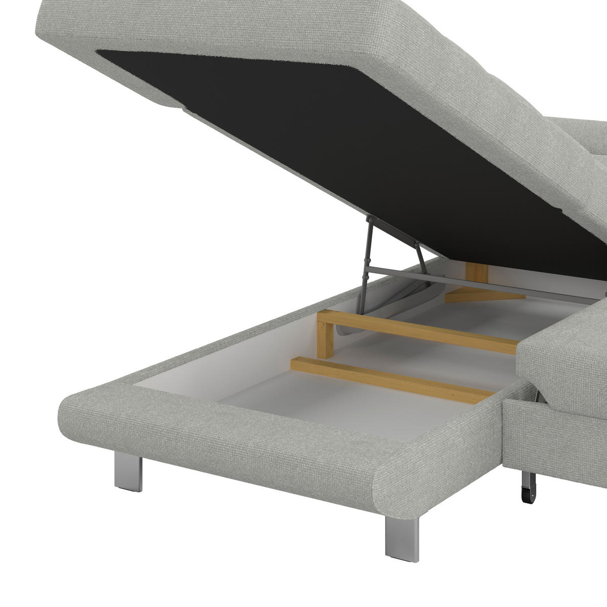 ECKSOFA in Drell Hellgrau  - Hellgrau, Modern, Textil/Metall (230/270cm) - MID.YOU