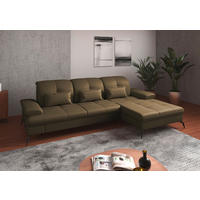 ECKSOFA in Echtleder Olivgrün  - Schwarz/Olivgrün, Konventionell, Leder/Metall (279/185cm) - Sit & More