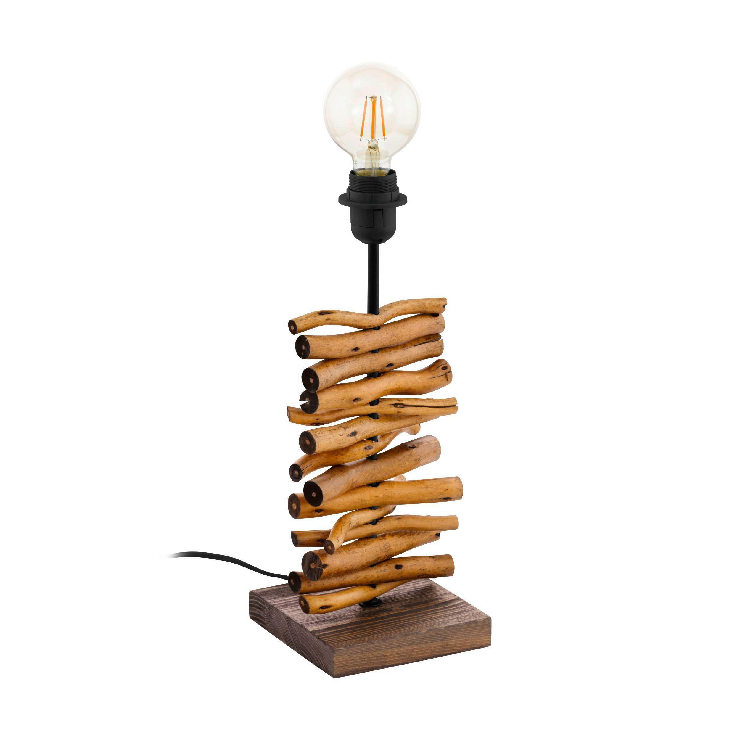 LEUCHTENFUSS 15/15/40 cm  - Schwarz/Braun, Natur, Holz/Metall (15/15/40cm) - Eglo