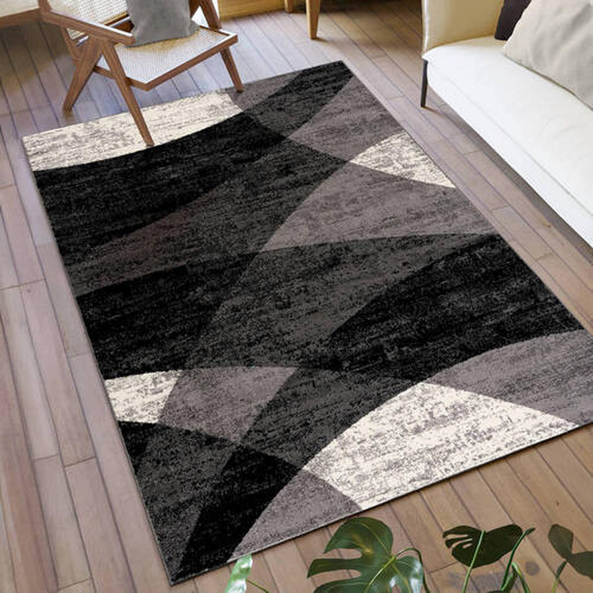 VINTAGE PREPROGA  140/200 cm  tkano  krem barve, siva, črna  - siva/črna, Design, tekstil (140/200cm)