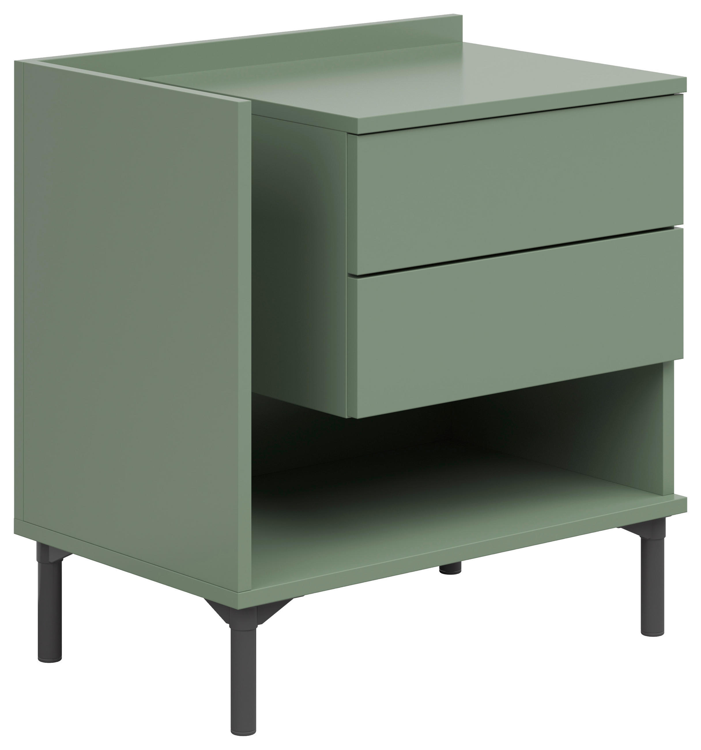 NACHTKÄSTCHEN 60/62/38 cm  in Salbeigrün  - Salbeigrün/Graphitfarben, Design, Holzwerkstoff/Kunststoff (60/62/38cm) - Lomoco