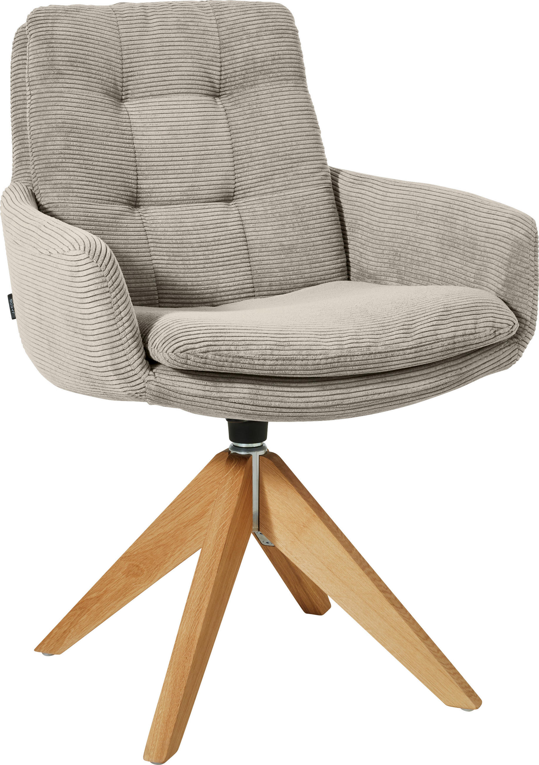 ARMLEHNSTUHL  in Cord  - Sandfarben/Eichefarben, Design, Holz/Textil (63/90/69cm) - Johann Jakob