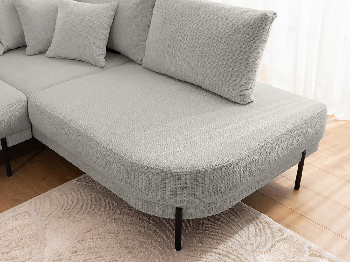 ECKSOFA Mauris Hellgrau Chenille Rückenkissen  - Hellgrau/Schwarz, Design, Kunststoff/Textil (233/200cm) - Livetastic
