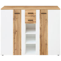 SKRINKA NA TOPÁNKY, biela, farba duba, 135/106/38 cm - čierna/biela, Basics, kompozitné drevo/plast (135/106/38cm) - Xora