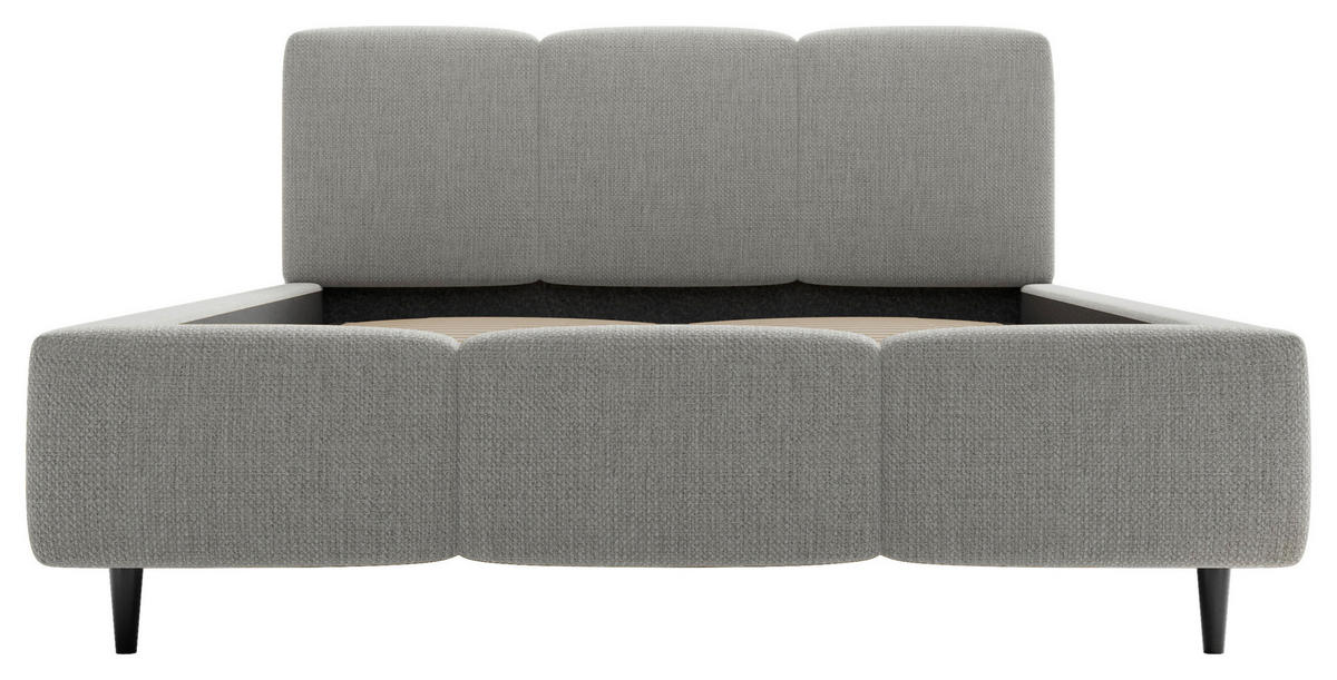 POLSTERBETT Lattenrost, Bettkasten 140/200 cm  in Hellgrau  - Hellgrau/Schwarz, Design, Holz/Textil (140/200cm) - Boxxx