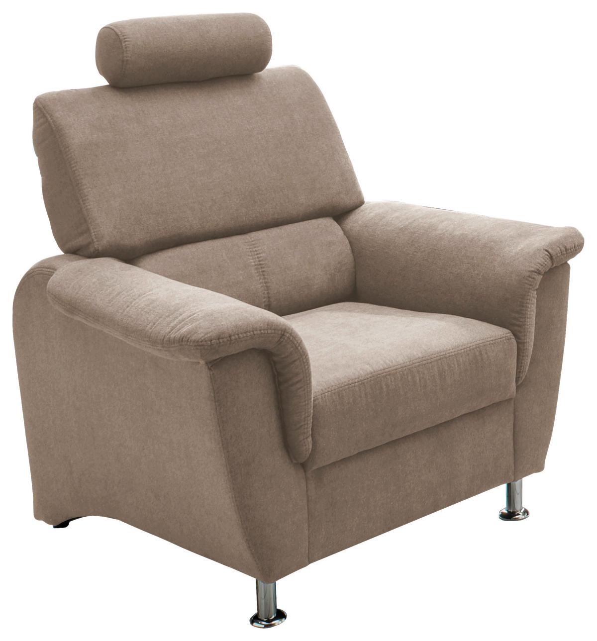 SESSEL Mikrofaser Taupe    - Taupe/Chromfarben, KONVENTIONELL, Holz/Textil (105/95/96cm) - Livetastic